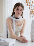 Black & White Faux Mink Skinny Scarf - WEUXS