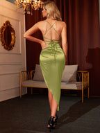    backless slit satin dress light green back#color_light-green