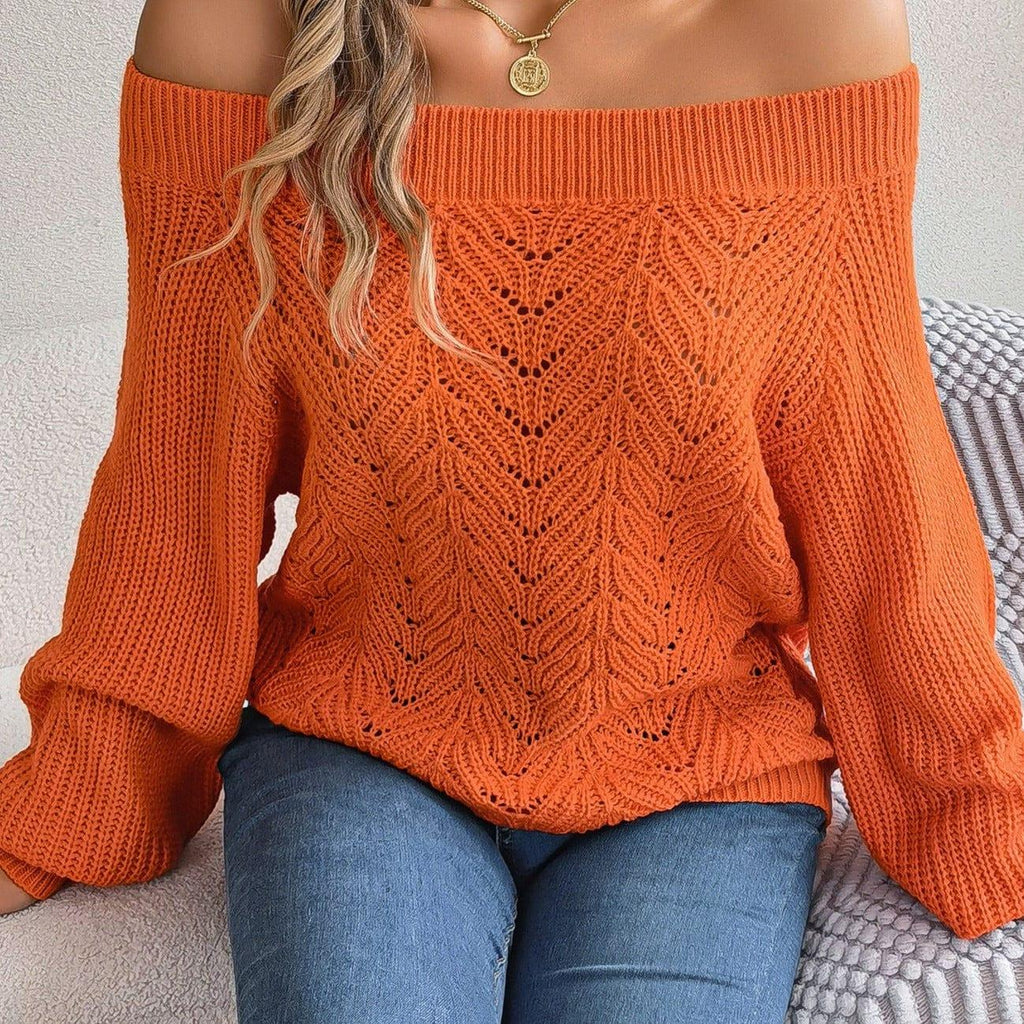 Off-Shoulder Knit Sweater - View 17 | WEUXS