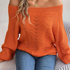Off-Shoulder Knit Sweater - View 17 | WEUXS