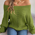Off-Shoulder Knit Sweater - View 13 | WEUXS