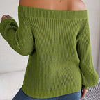 Off-Shoulder Knit Sweater - View 12 | WEUXS