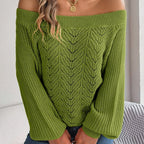 Off-Shoulder Knit Sweater - View 10 | WEUXS