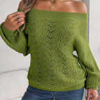 Off-Shoulder Knit Sweater - View 9 | WEUXS