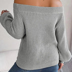 Off-Shoulder Knit Sweater - View 7 | WEUXS