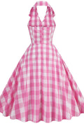 Barbie Movie Margot Pink Plaid Check Dress - WEUXS