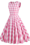 Barbie Movie Margot Pink Plaid Check Dress - WEUXS