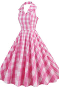 Barbie Movie Margot Pink Plaid Check Dress - WEUXS