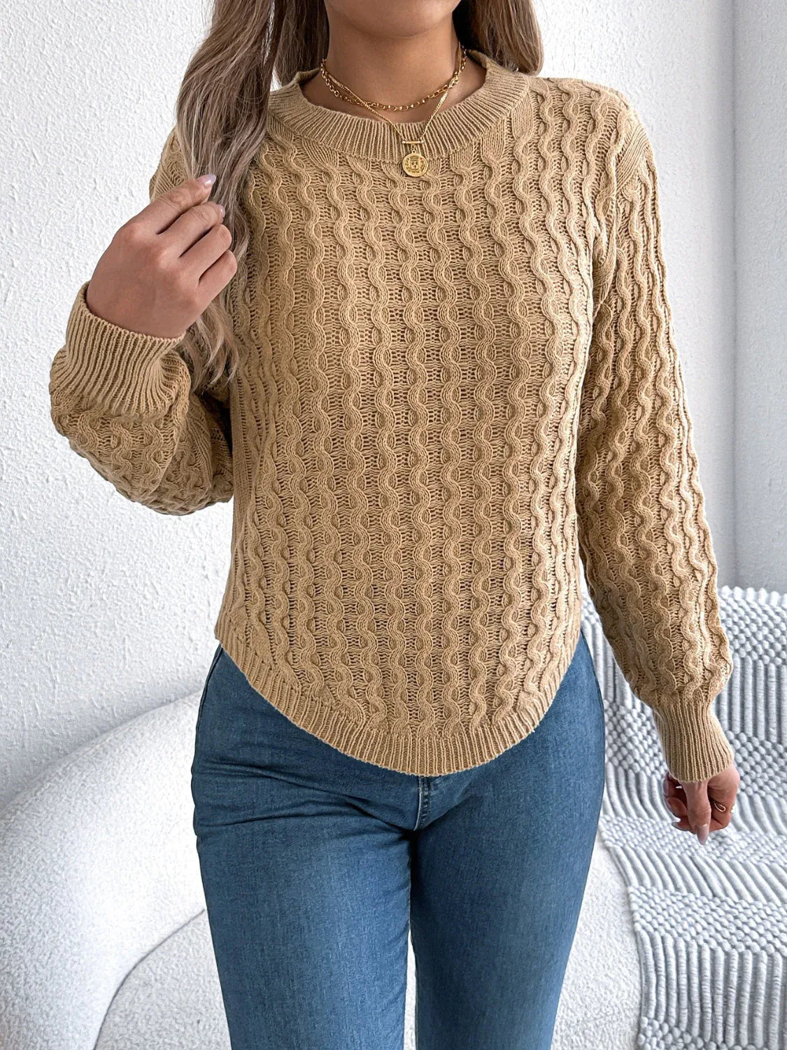 Cable Knit Crew Neck Sweater Secondary image