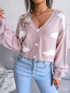 Daydream Sky Cloud Print Knit Cardigan - WEUXS
