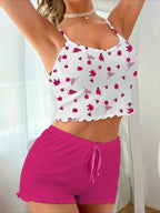 Floral Ribbed Cami & Shorts Set - View 24 | WEUXS