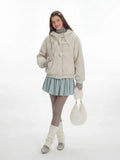 Cream Teddy Fleece Toggle Coat - WEUXS