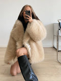 Aspen Champagne Shaggy Faux Fur Coat - WEUXS