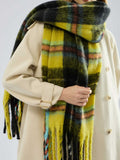 Oversized plaid scarf with fringe trim - View 6 | WEUXS