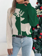 Close-up of the reindeer graphic on a holiday sweater