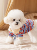 Striped knit pet sweater with lace-up collar - View 6 | WEUXS