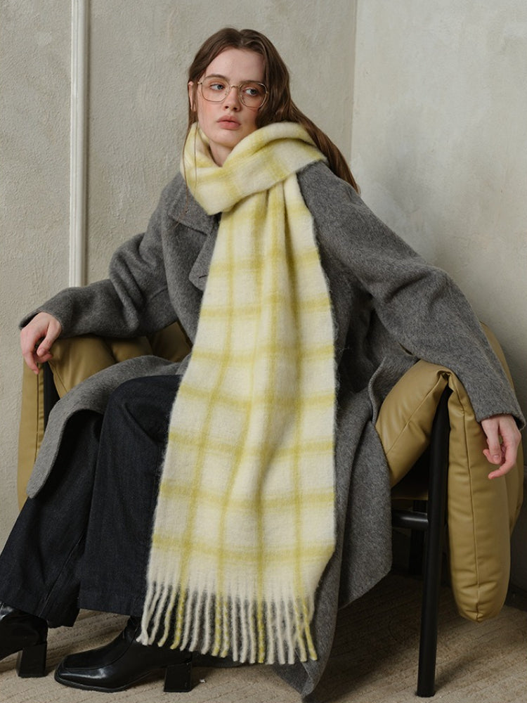 Designer Style Soft Plaid Wool Scarf