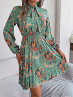 Vintage Pink Floral Pleated Dress - WEUXS