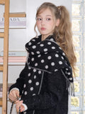 Black White Polka Dot Reversible Oversized Scarf - WEUXS