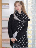 Black White Polka Dot Reversible Oversized Scarf - WEUXS