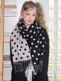 Black White Polka Dot Reversible Oversized Scarf - WEUXS