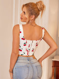 Floral Print Corset Tank Top - View 32 | WEUXS