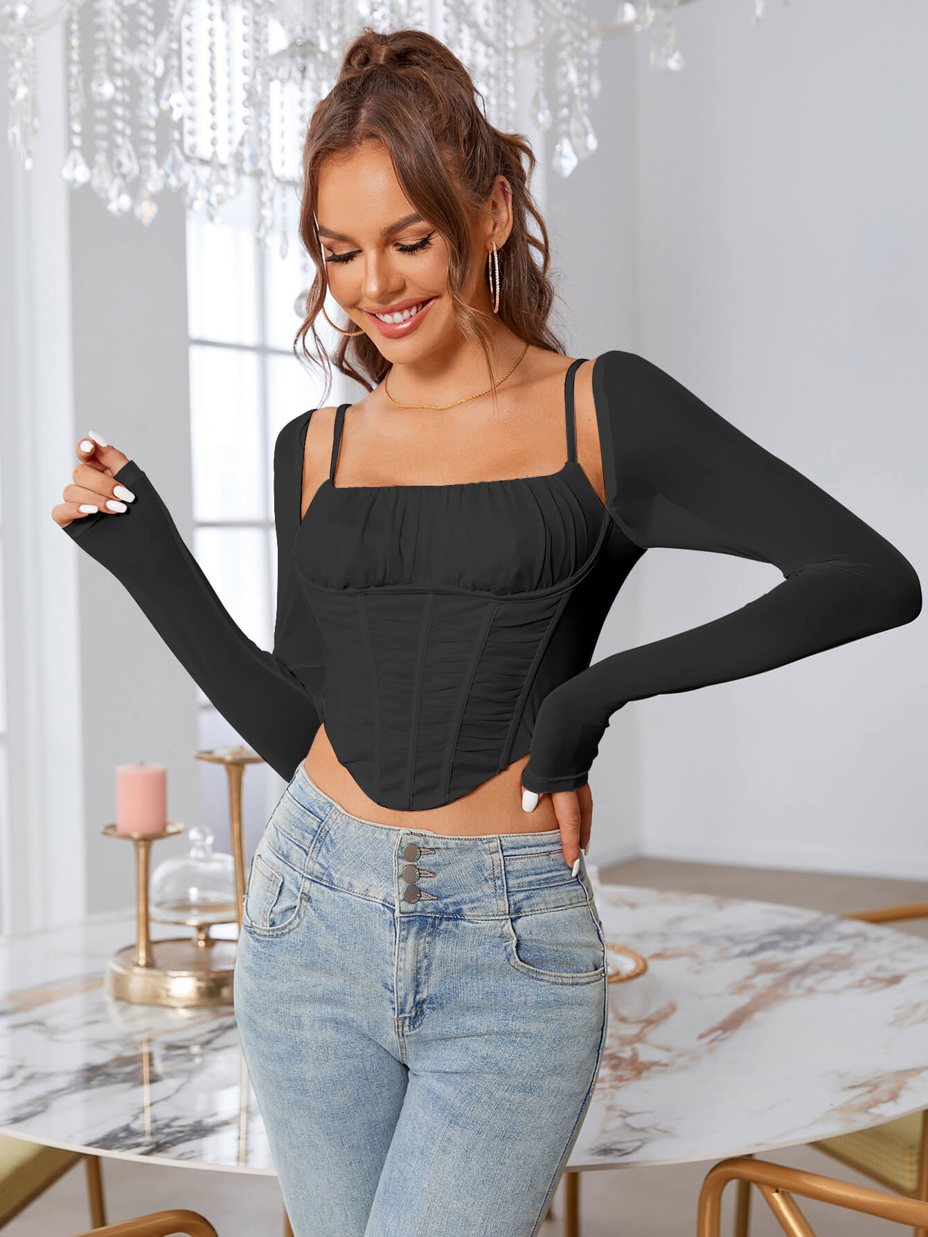 Ruched Corset Top - View 10 | WEUXS