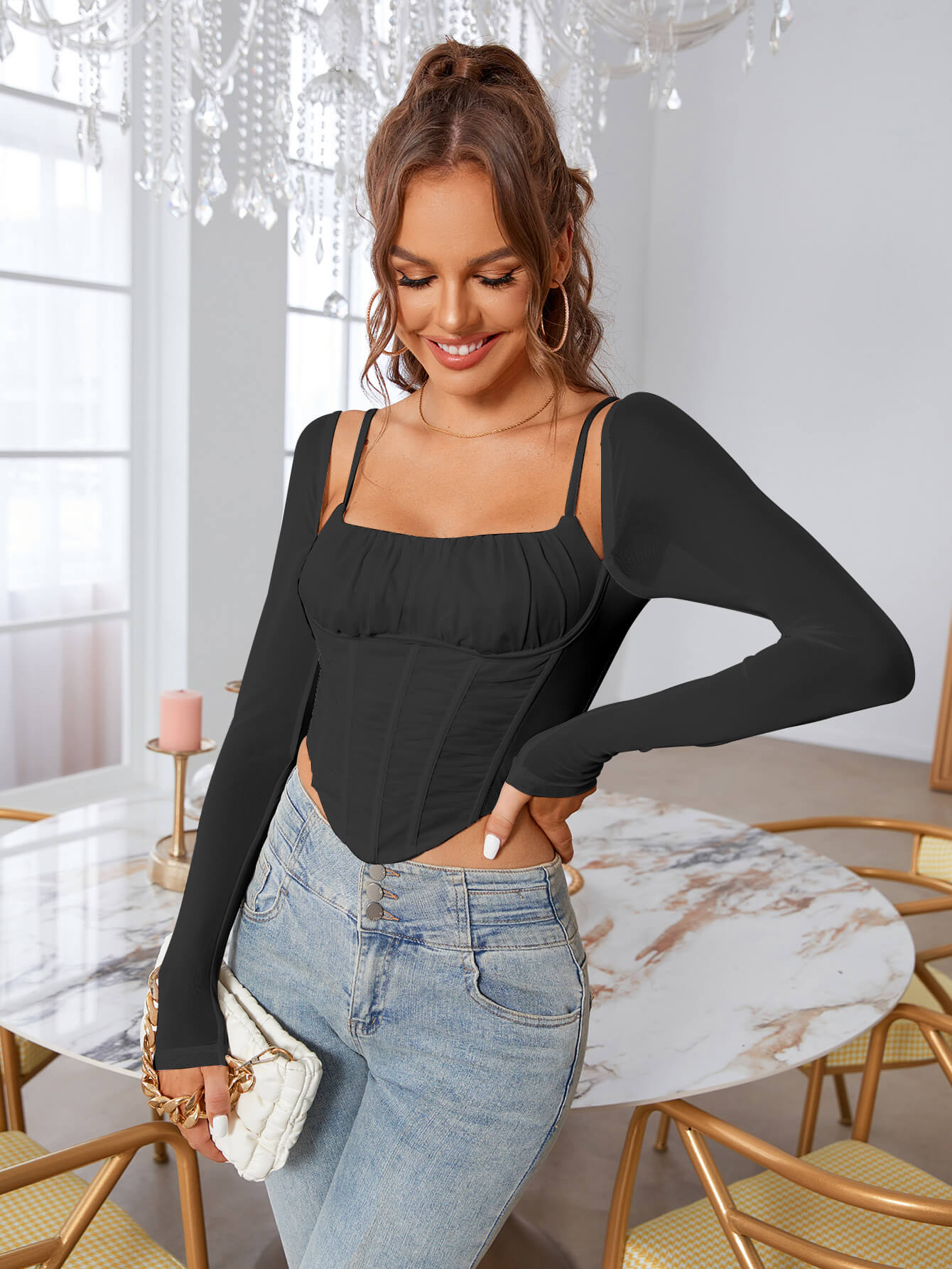 Ruched Corset Top - View 9 | WEUXS