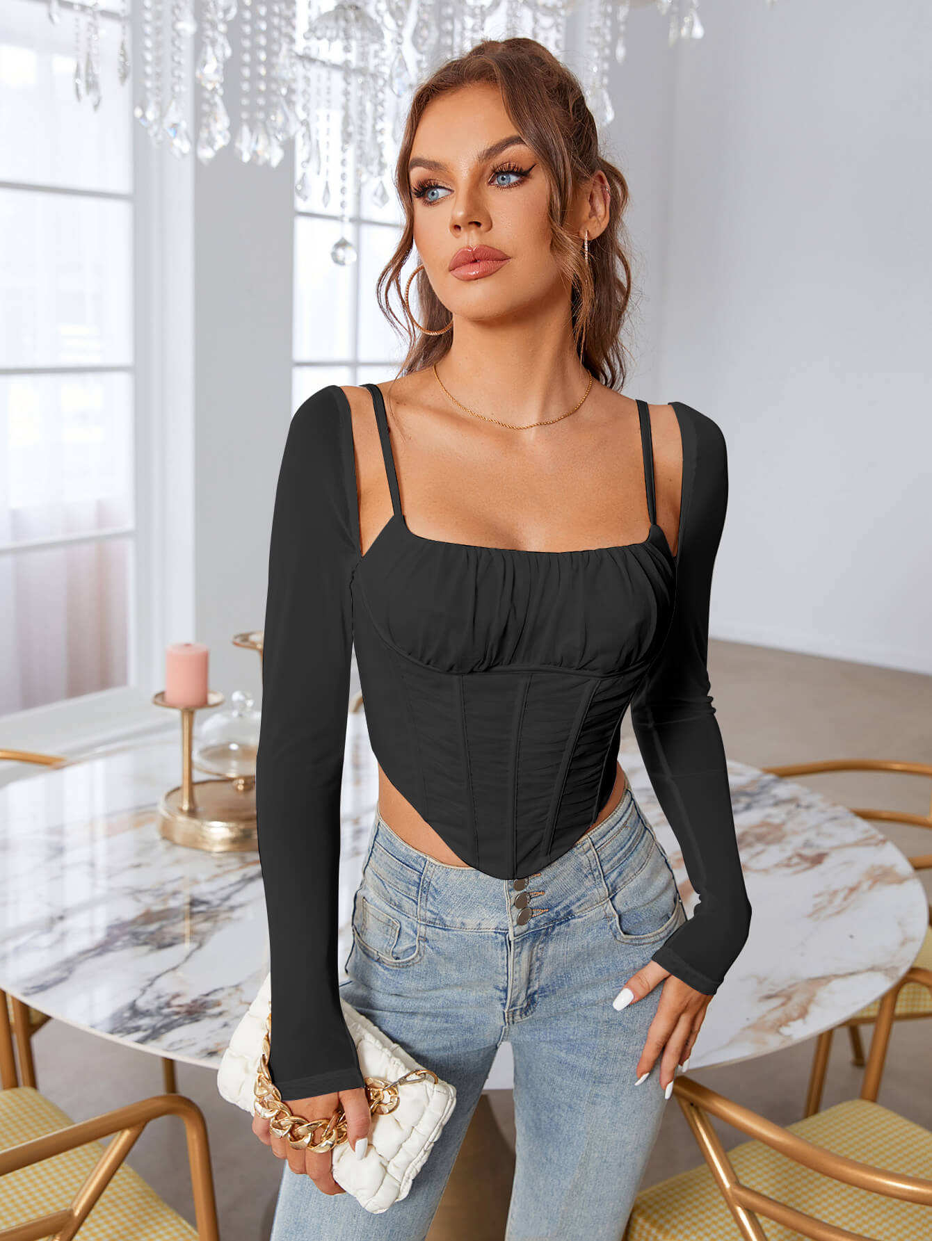Ruched Corset Top - View 7 | WEUXS
