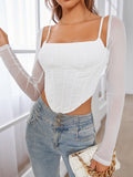 Ruched corset top with square neckline and long sleeves - View 6 | WEUXS