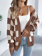 Checkerboard knit cardigan - View 13 | WEUXS