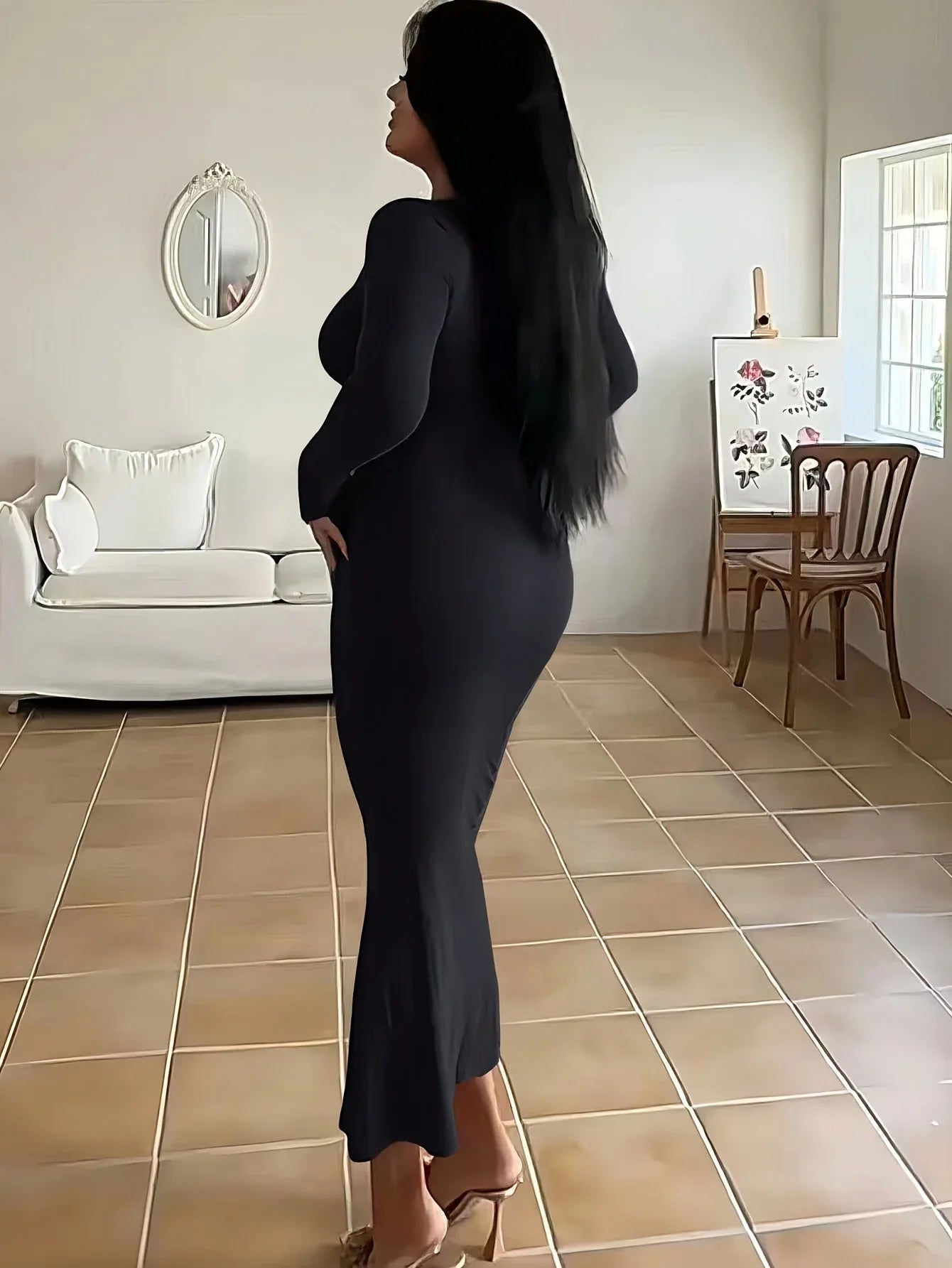 Long Sleeve Knit Maxi Dress - View 6 | WEUXS