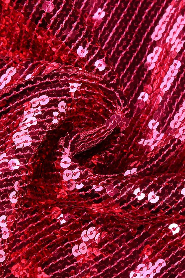 Burgundy Ruched Sequined Maxi Dress - WEUXS