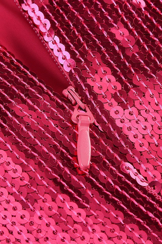 Burgundy Ruched Sequined Maxi Dress - WEUXS