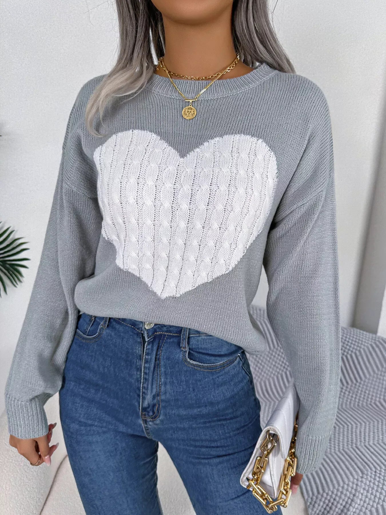 Cable Knit Heart Sweater Secondary image