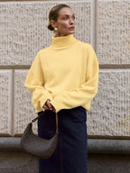 Oversized High Neck Knit Sweater - View 7 | WEUXS