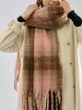Chunky Boucle Plaid Scarf - View 6 | WEUXS