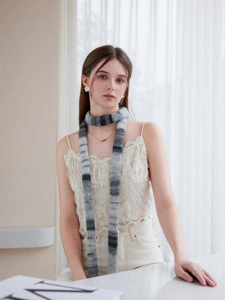 Y2K Gradient Skinny Scarf - WEUXS
