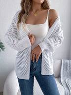 White pointelle knit cardigan - View 6 | WEUXS