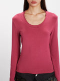 Long Sleeve Scoop Neck Top - View 6 | WEUXS