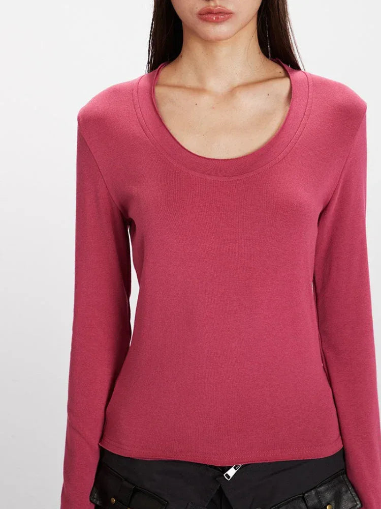 Long Sleeve Scoop Neck Top - View 6 | WEUXS