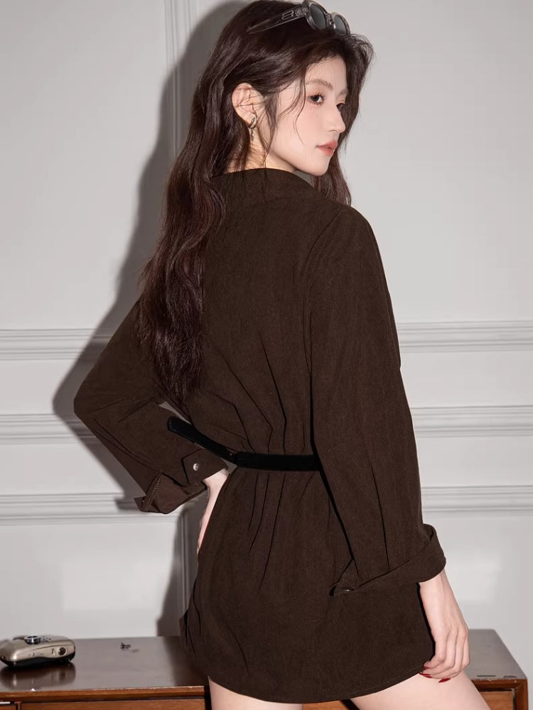 Corduroy Button Shirt Jacket with Pockets - View 6 | WEUXS