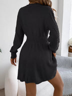 detail of cable knit texture on sweater dress