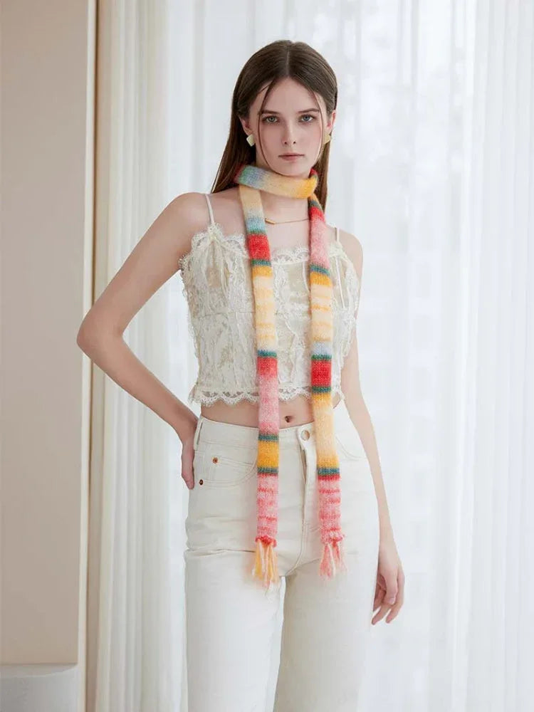 Y2K Gradient Skinny Scarf - WEUXS