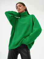 Classic Oversized High Neck Knit Sweater - WEUXS