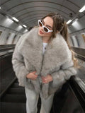 Oversized lapel faux fur jacket - View 8 | WEUXS