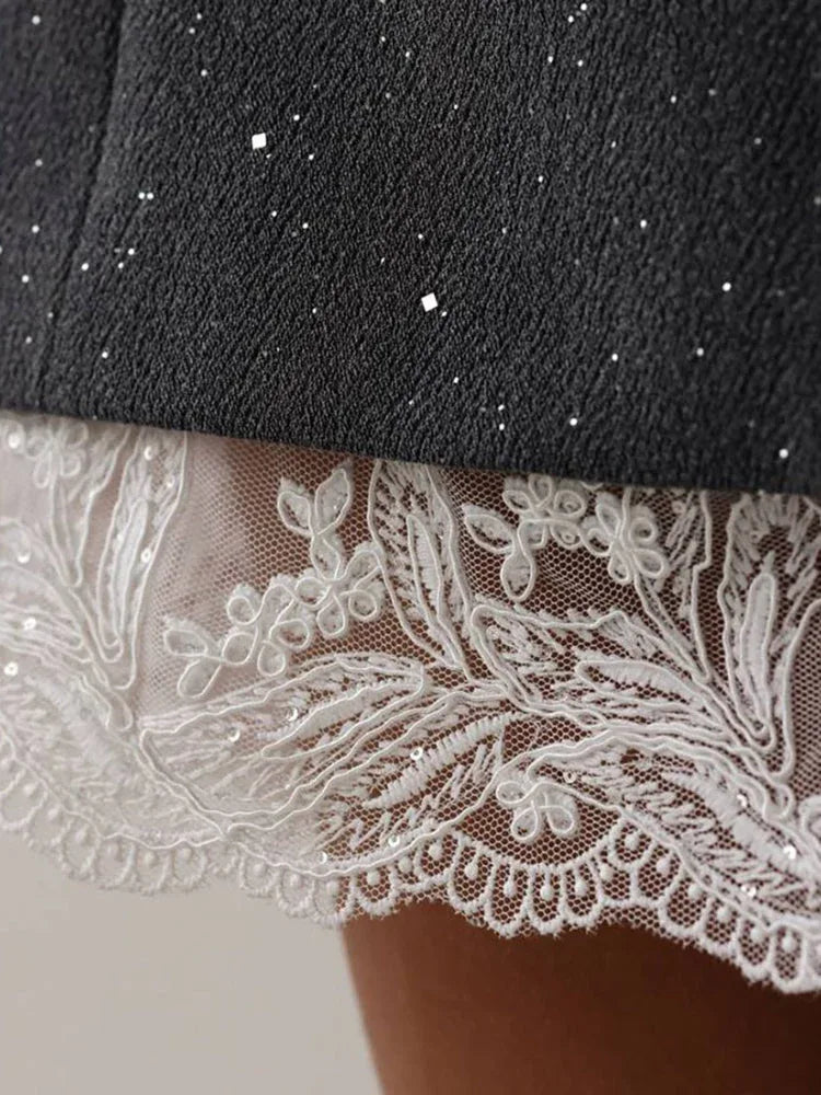 Collared Mini Dress with Crystal Buttons - View 6 | WEUXS