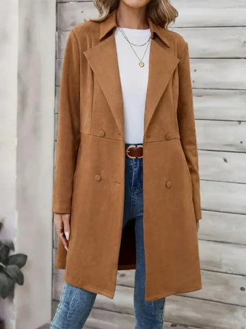 The Harper Faux Suede Mid-Length Coat - WEUXS