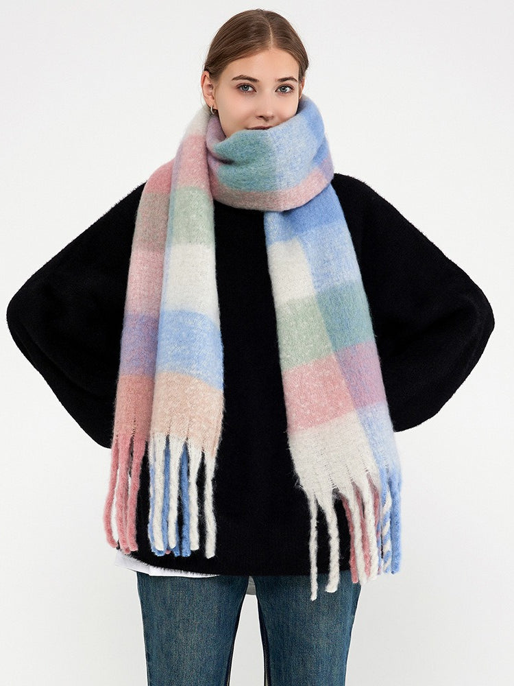 Pastel Color Block Soft Knit Scarf