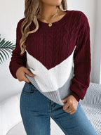 Color block cable knit sweater - View 13 | WEUXS